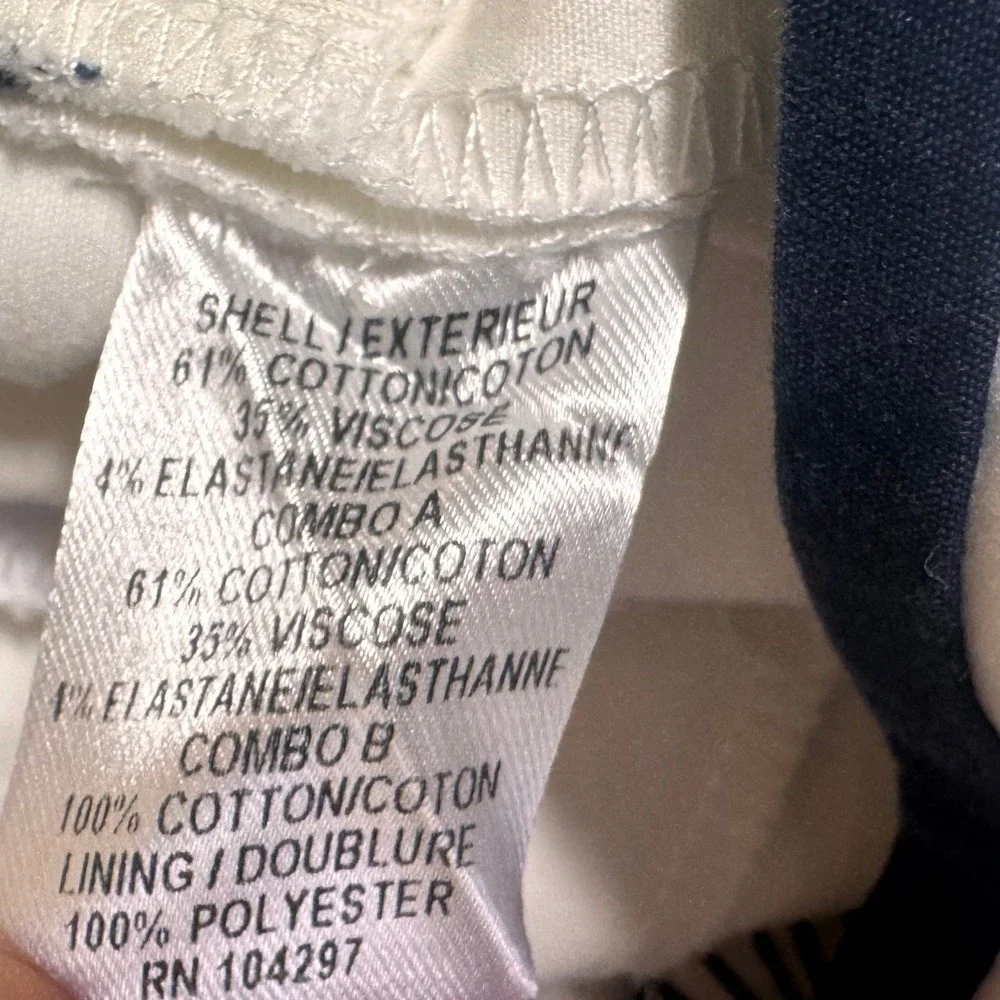 Milly of New York Womens White Navy Trim Cropped Pants SZ 10 Nautical Coastal - Picture 8 of 9